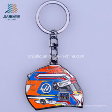 Keyring feito sob encomenda do metal do logotipo do capacete da carcaça da liga da fonte da fábrica com esmalte